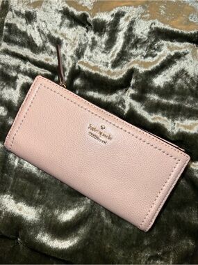 kate spade Pale Pink Pebbled Leather Zip-Around Wallet